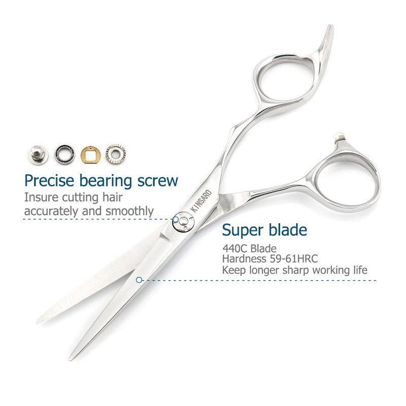 KINSARO 5.75" Hair Cutting Scissors Professional Barber Shears Hair Cutting Scissors Sharp Haircut Shears Convex blade Razor Edge 440c KINSARO for Hairdresser Barber or Home Use - Image 3